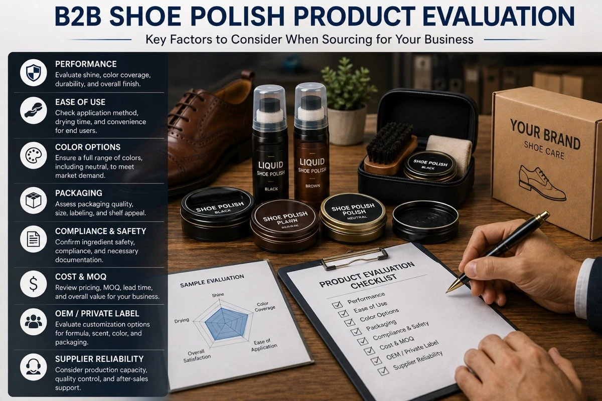 B2B shoe polish product evaluation and sourcing factors